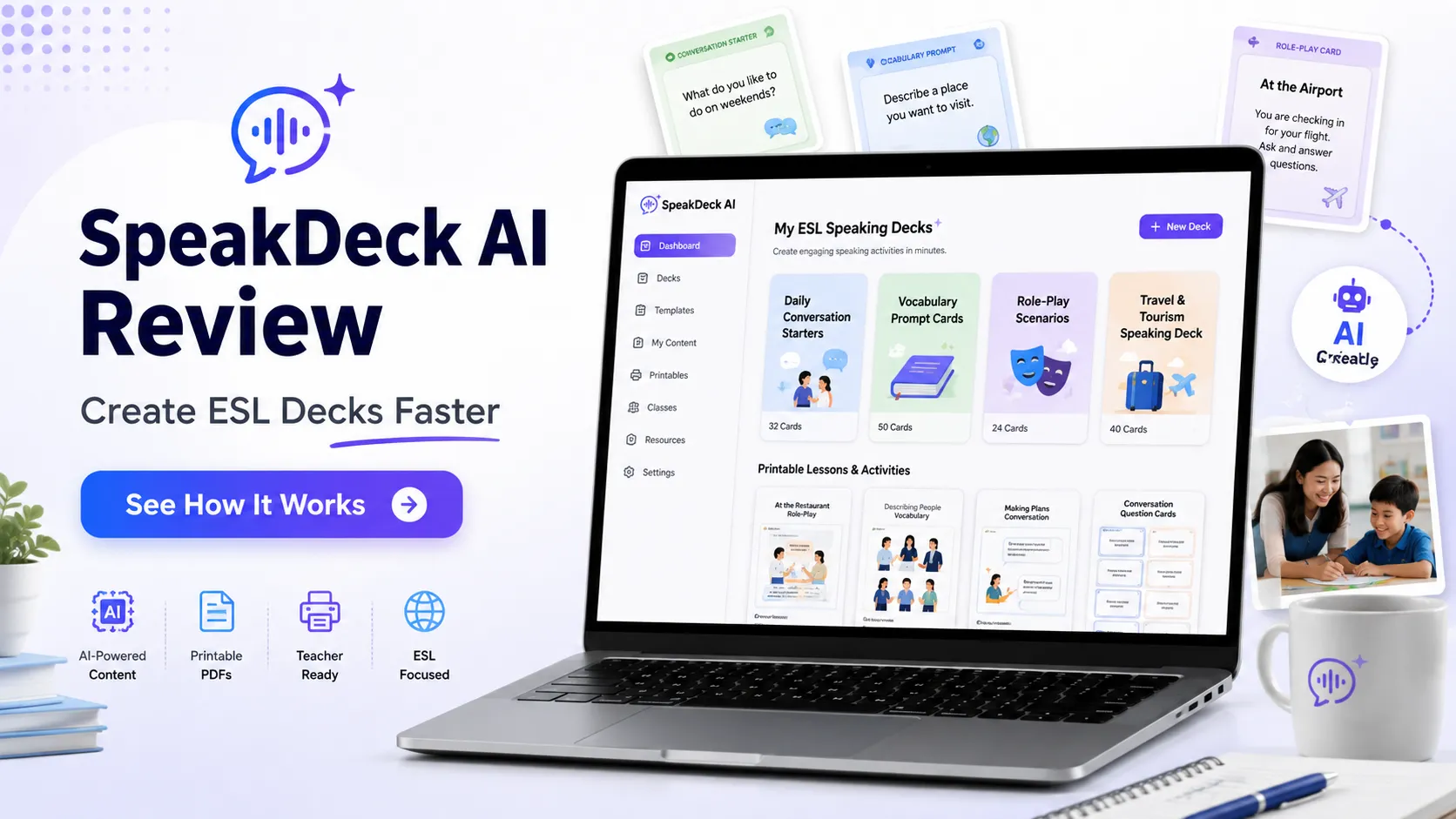 SpeakDeck AI Review: Create Printable ESL Speaking Decks With AI in Under a Minute
