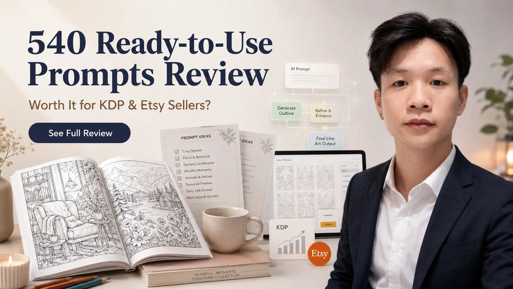 540 Ready-to-Use Prompts for Adult Coloring Books Review: Is This $17 AI Prompt Bundle Worth It for KDP and Etsy Sellers?